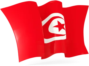 Tunisian Flag Waving PNG Image