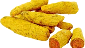 Turmeric Roots Wholeand Halved PNG Image