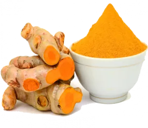 Turmeric Rootsand Powder PNG Image