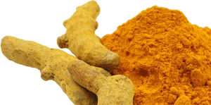 Turmeric Rootsand Powder PNG Image