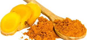 Turmeric Rootsand Powder PNG Image