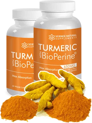 Turmeric Supplement Bottleswith Bio Perine PNG Image