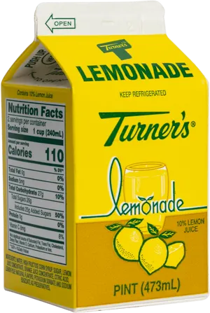 Turners Lemonade Carton Pint Size PNG Image