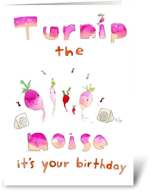 Turnip Themed Birthday Card PNG Image