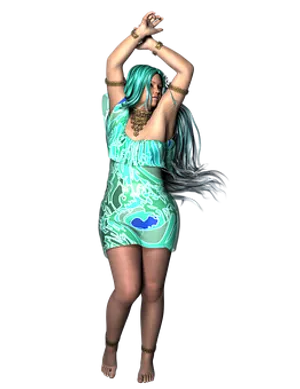 Turquoise Dress Dancer PNG