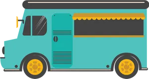 Turquoise Food Truck Vector PNG Image