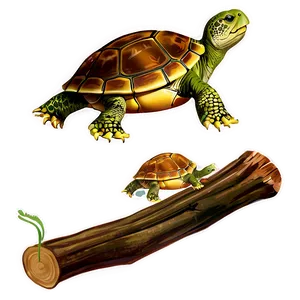 Turtle On A Log Clipart Png 06242024 PNG Image