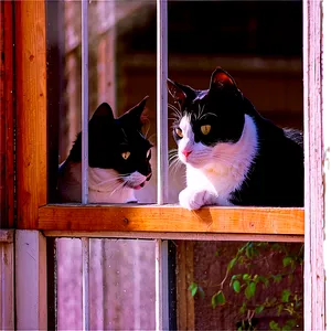 Tuxedo Cat At Window Png Yhd PNG Image