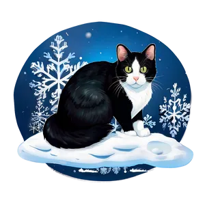 Tuxedo Cat In Snow Png Xtn29 PNG Image