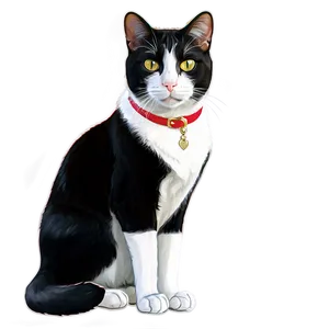 Tuxedo Cat With Red Collar Png 06262024 PNG Image