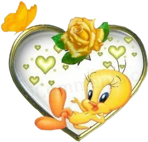 Tweety Heart Frame PNG Image