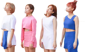 Twice Members Bubblegum Pose PNG Image