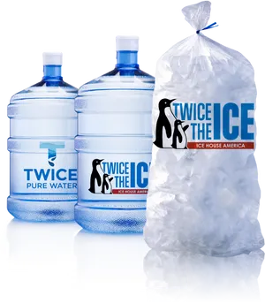 Twice The Ice Water Bottlesand Bagged Ice PNG Image