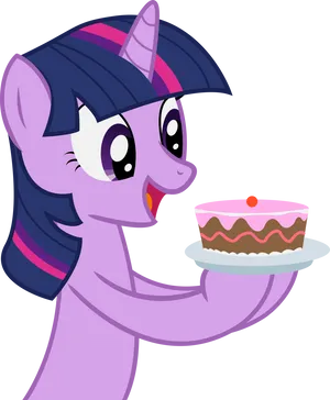 Twilight Sparkle Holding Cake PNG Image