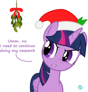 Twilight_ Sparkle_ Mistletoe_ Christmas_ Hesitation PNG Image