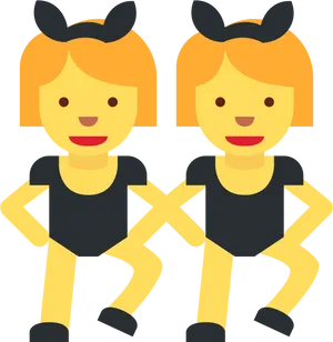 Twin Cartoon Girls Illustration PNG Image