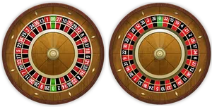 Twin European Roulette Wheels PNG Image