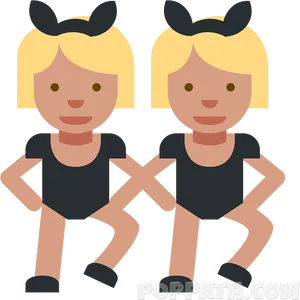 Twin_ Girls_ Cartoon_ Vector PNG Image