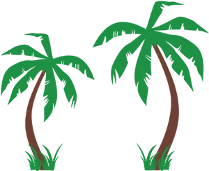 Twin Palm Trees Vector Illustration PNG Image