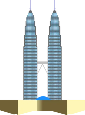 Twin Tower Pixel Art PNG Image