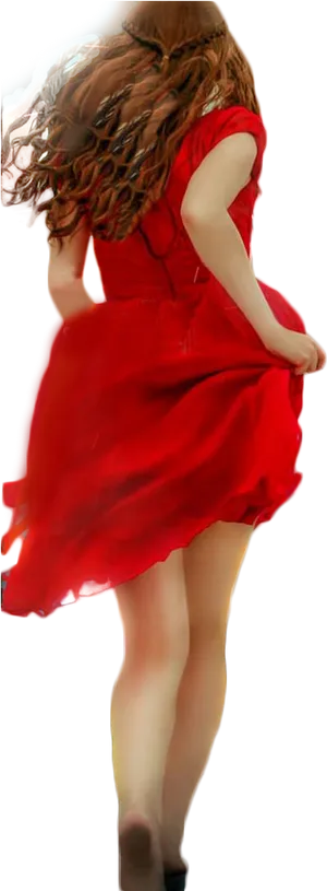 Twirlingin Red Dress PNG Image