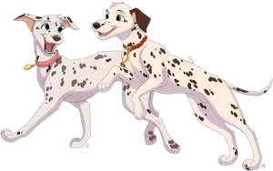 Two Animated Dalmatians PNG Image