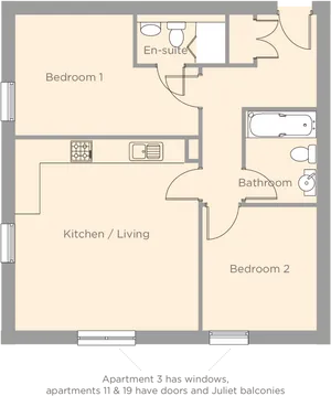 Two Bedroom Apartment Floor Plan PNG