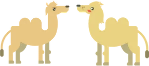 Two Camels Cartoon Faceoff PNG Image