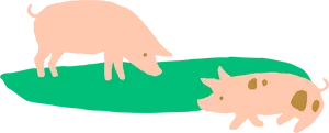 Two Cartoon Pigs Illustration PNG Image