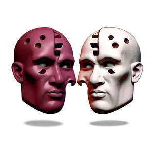 Two Faced Masks3 D Render PNG Image