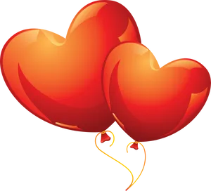 Two Heart Balloons Illustration PNG Image