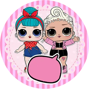 Two L O L Dolls Cartoon Illustration PNG Image