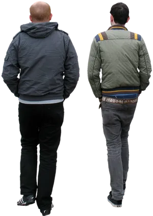 Two Men Standing Back To Camera PNG Image