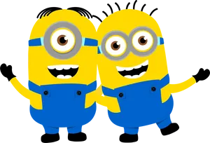 Two Minions Smiling Clipart PNG Image