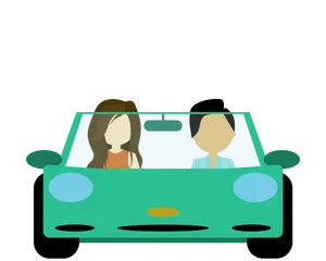 Two People Driving Cartoon PNG Image