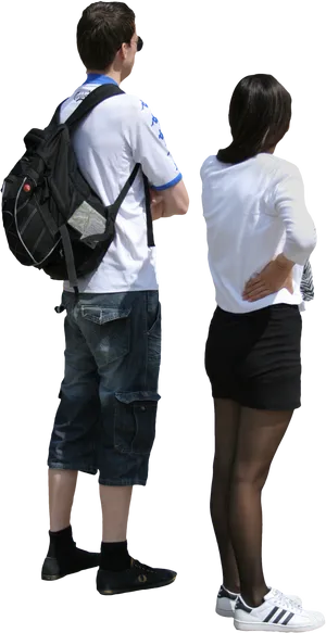 Two People Standing Back View PNG Image