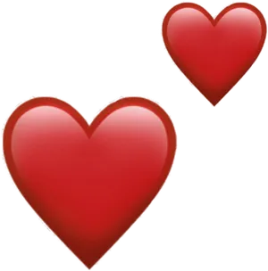 Two Red Hearts Black Background PNG Image