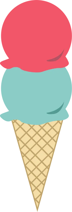 Two Scoop Ice Cream Cone Illustration PNG Image