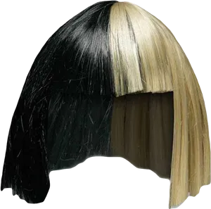 Two Tone Blackand Blonde Wig PNG Image