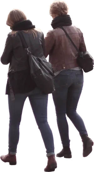 Two Women Walking Away Isolated PNG Image