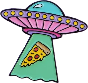 U F O_ Abducting_ Pizza_ Slice PNG Image