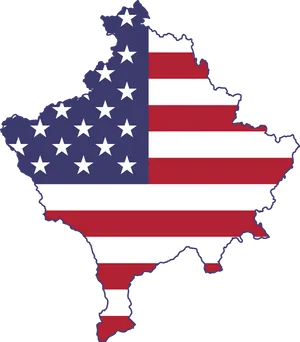 U S A Flag Map Outline PNG Image