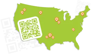 U S A Mapwith Q R Codeand Location Pins PNG Image