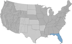 U S A Relief Map Gray Scale PNG Image