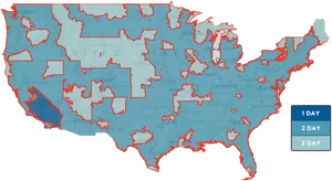 U S A Shipping Zones Map PNG Image