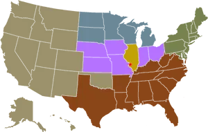 U S Mapwith Colored Regionsand Star Marker PNG Image