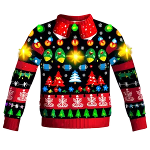 Ugly Christmas Sweater With Lights Png Fiv2 PNG Image