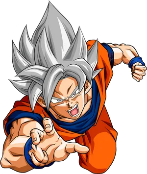 Ultra Instinct Goku Action Pose PNG Image