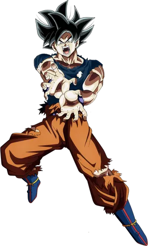 Ultra Instinct Goku Battle Stance PNG Image