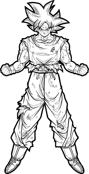 Ultra Instinct Goku Line Art PNG Image